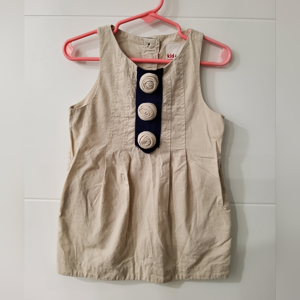 Kid by Phillip Lim Beige Sleeveless Dress with Floral Accents Size 3
